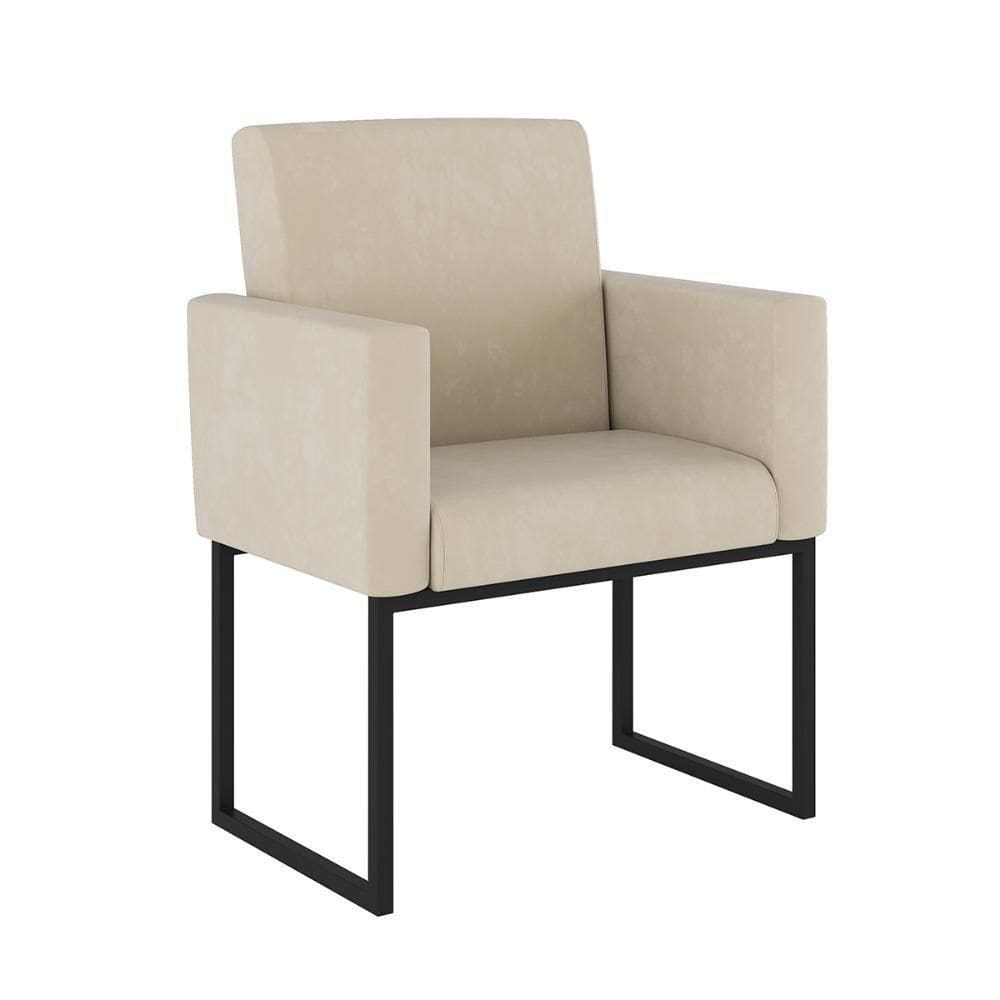 Poltrona Moderna Com Base De Ferro Balaqui Decor Bege