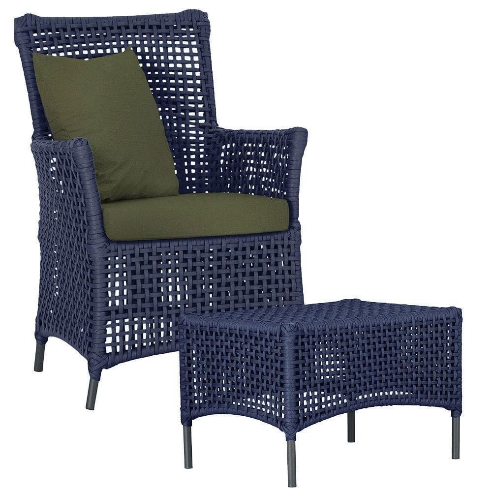 Poltrona E Mesa Igapó Em Alumínio Preta Corda Náutica E13 Azul