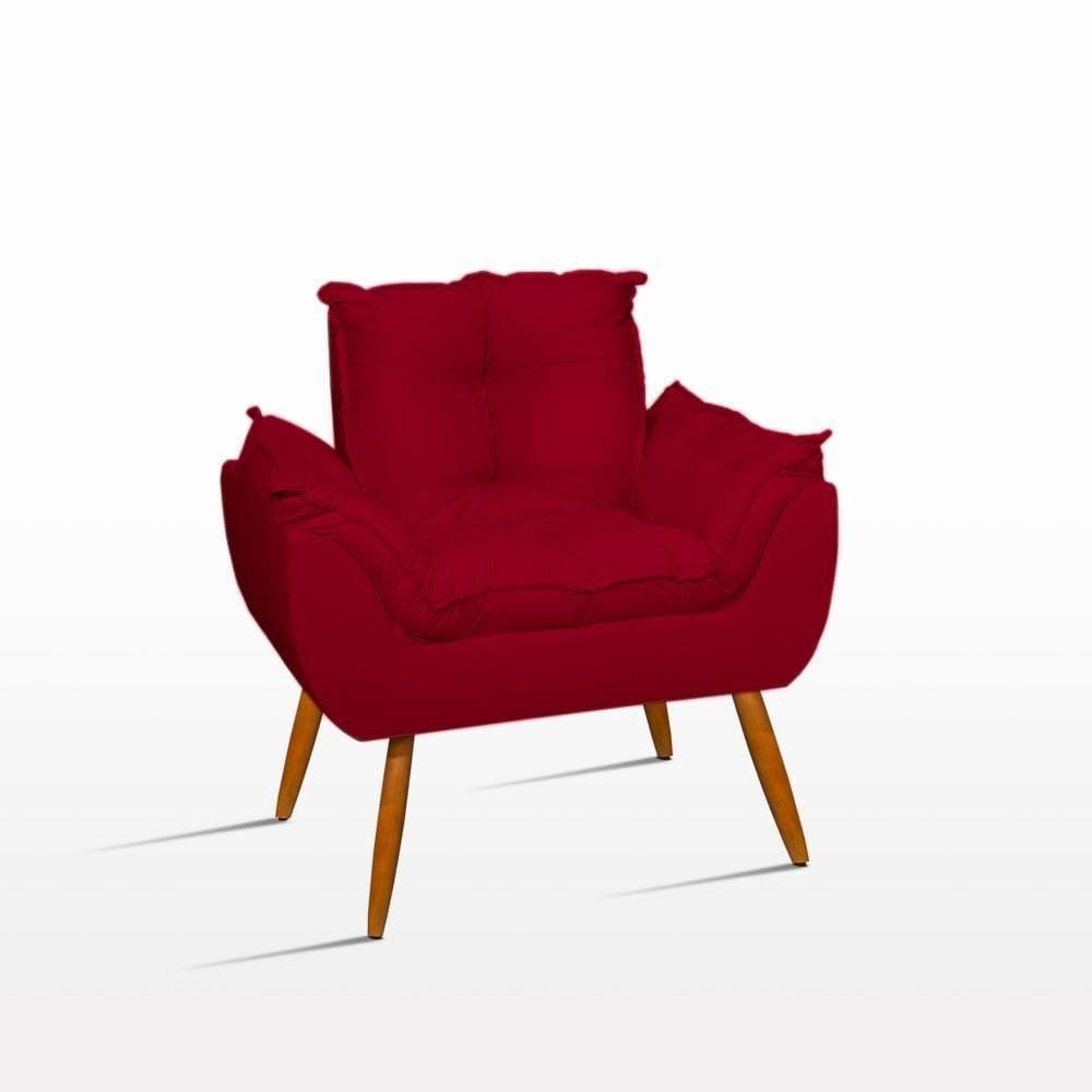 Poltrona Decorativa Opala Para Confortável Cor Vermelho