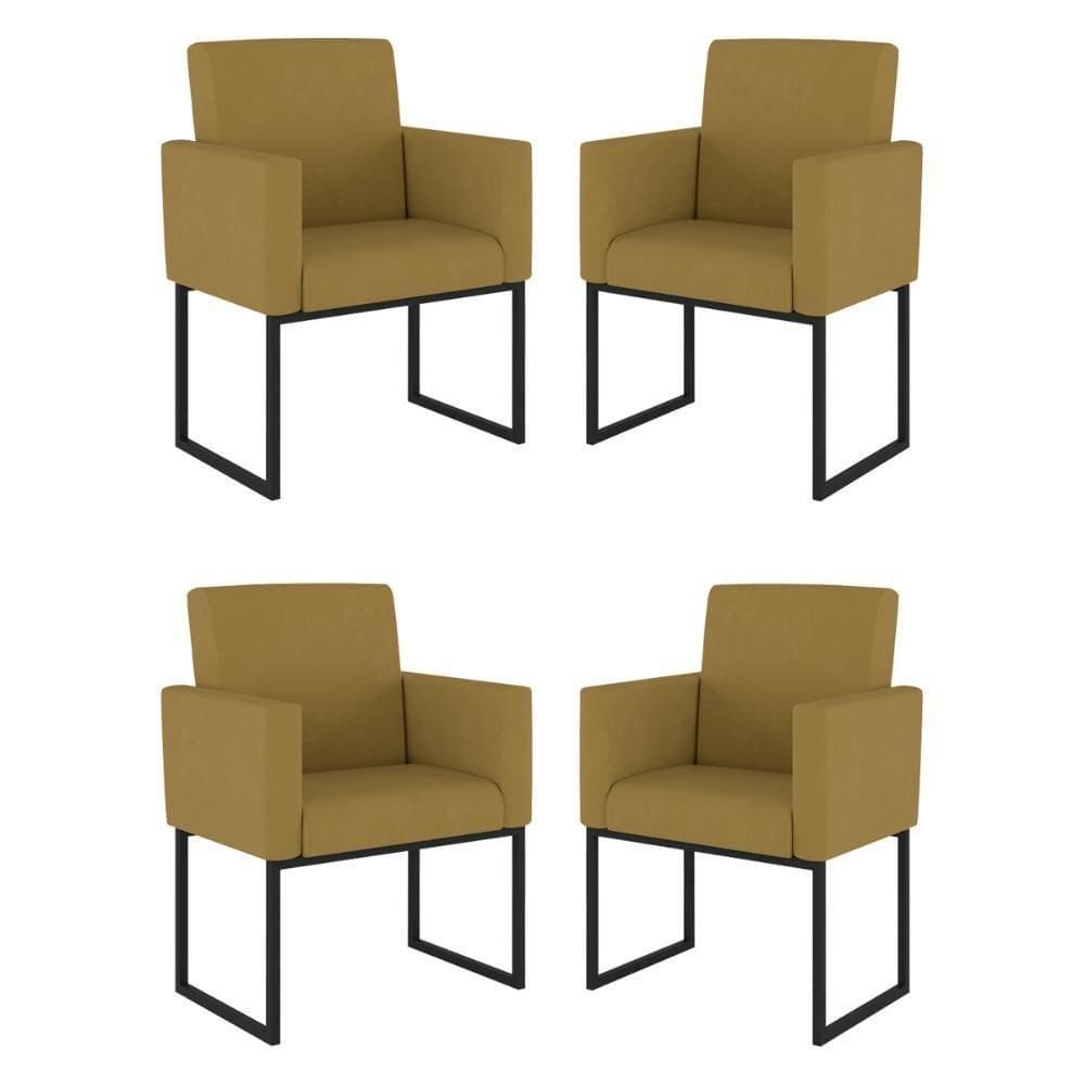 Kit 04 Cadeiras Poltrona Decorativa Para Sala Quarto Balaqui Capuccino
