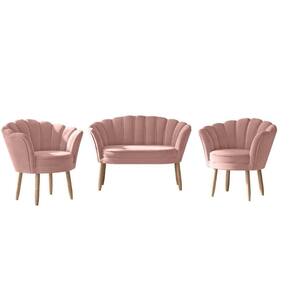 Sofá 2 Lugares + 2 Poltronas Quarto Sala Decorativa Flor Rosa