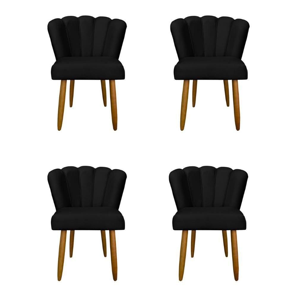 Kit 4 Cadeiras De Jantar Moderna Flor Balaqui Decor Preto