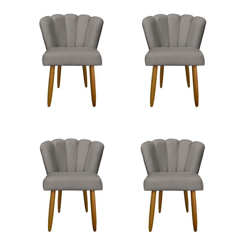 Kit 4 Cadeiras De Jantar Moderna Flor Balaqui Decor Capuccino