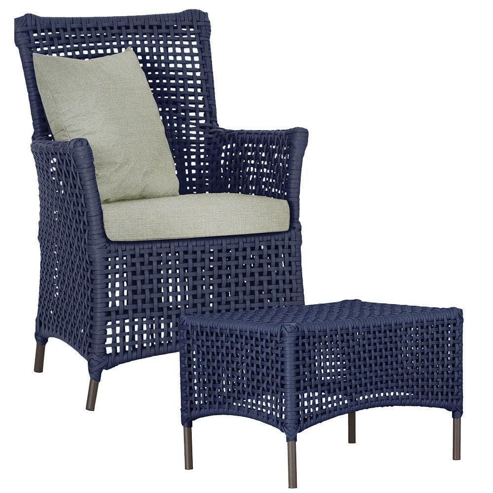 Poltrona E Mesa Igapó Em Alumínio Marrom Corda Náutica E3 Azul