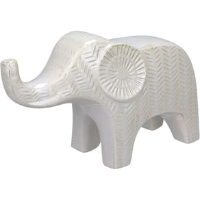 ADORNO DECORATIVO ENFEITE CASA APARADOR HOME&CO ELEFANTE CERÂMICA 17x30x10cm BRANCO
