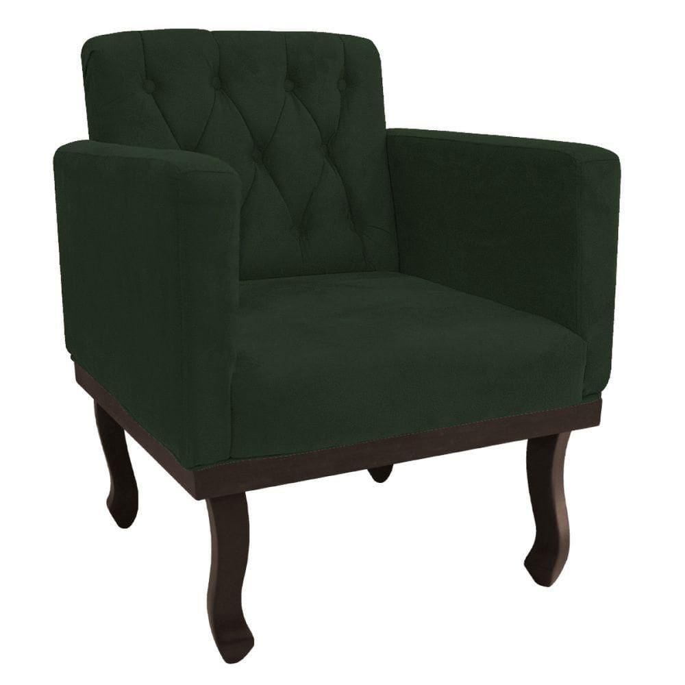 Poltrona Decorativa Classic Pés Luiz Xv Linho - Doce Sonho Móveis Cor Verde
