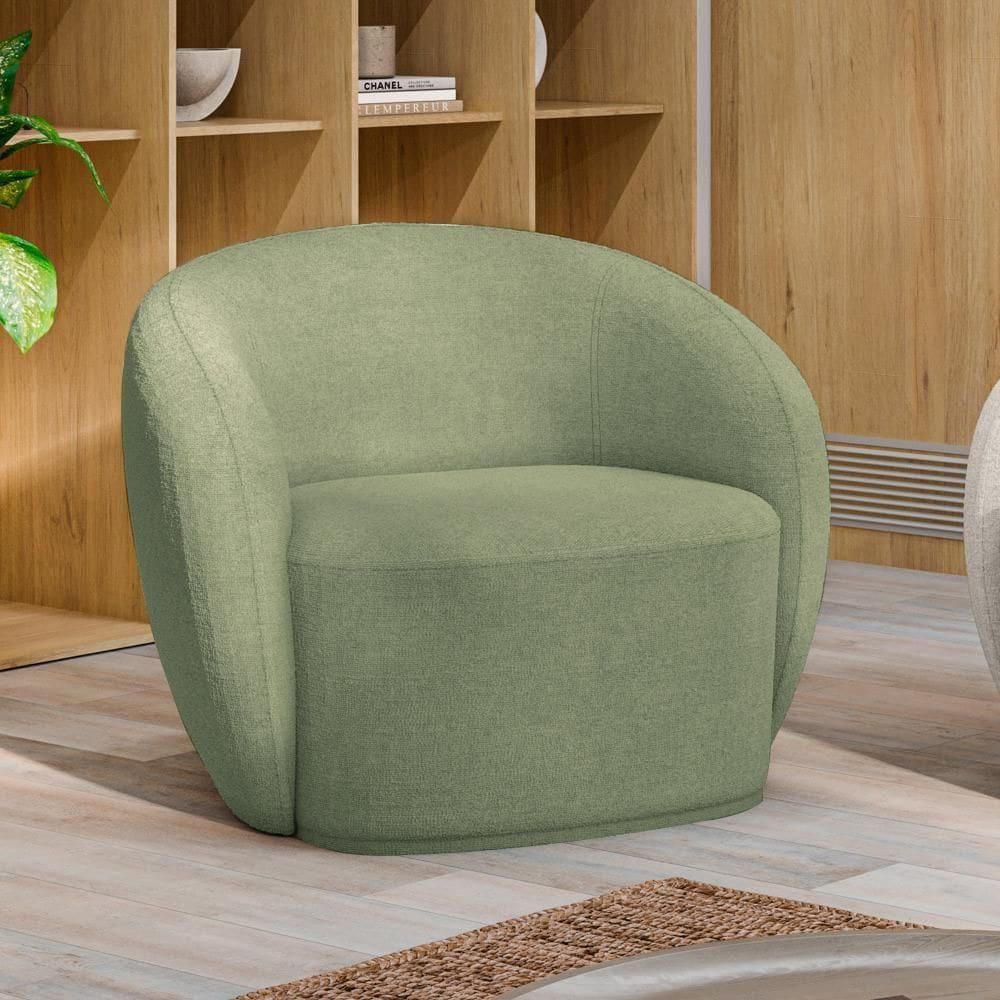 Poltrona Decorativa íbis Encosto Fixo Bouclê Verde G33 Gran Belo
