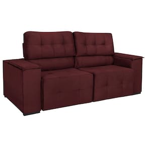 Sofá Cama Retrátil Sala Vicenza 175cm Suede Cor Bordô