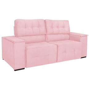 Sofá Cama Retrátil Sala Vicenza 175cm Suede Cor Rosa Bebê