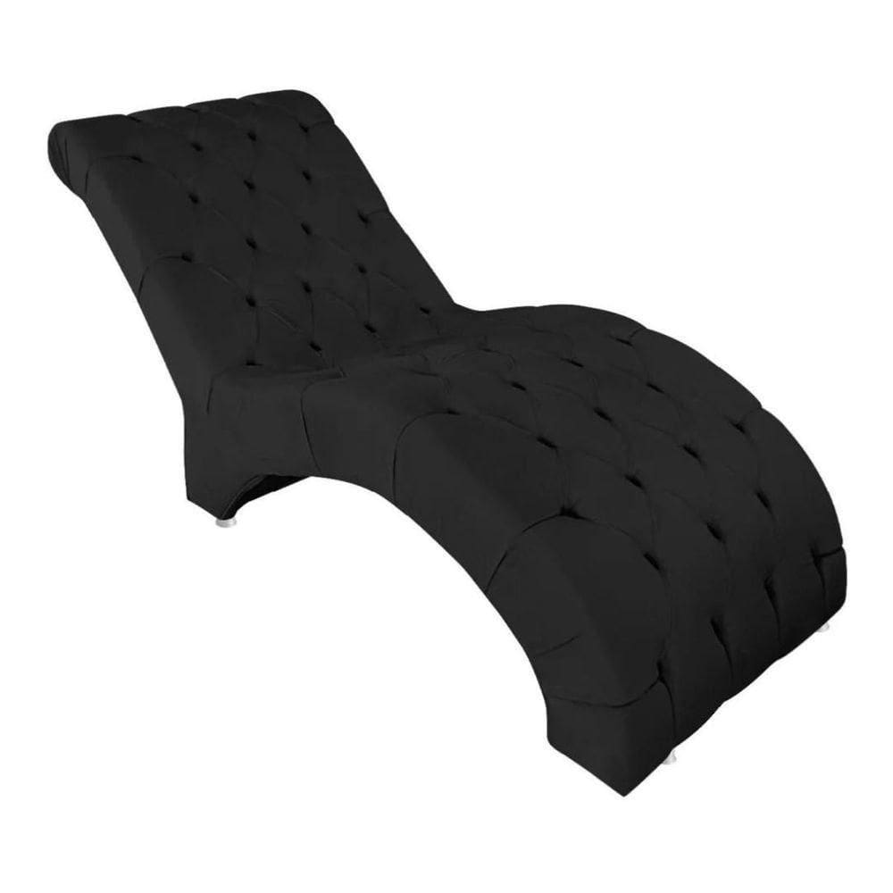 Recamier Divã Espreguiçadeira Para Sala Cliníca Estética Queila Veludo Cor:preto