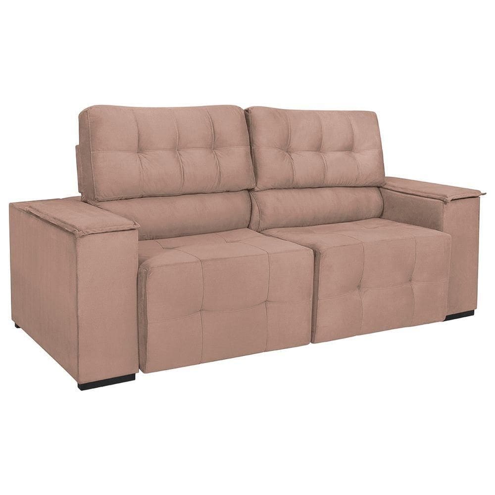 Sofá Cama Retrátil Sala Vicenza Vicenza 210cm Suede Cor Rosê