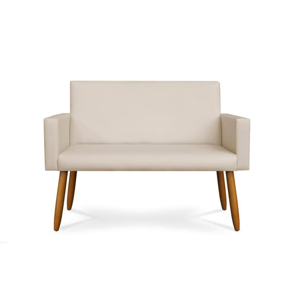 Sofá Namoradeira Lugares Luxo Tecido Balaqui Decor Courino Bege