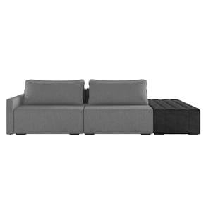 Sofá Ilha 2 Lugares Living 252cm Modulado Lary Linho Pu Pto K01 Cor Grafite