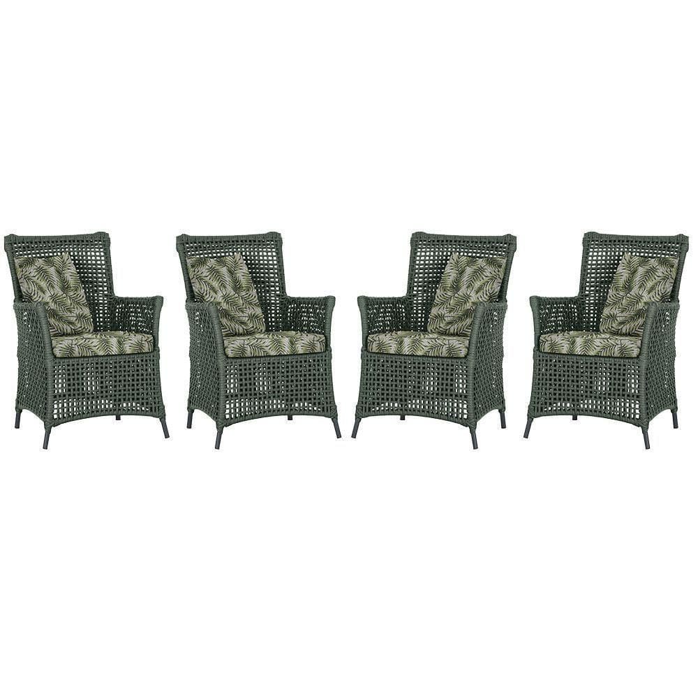 4 Poltronas Igapó Alumínio Pintura Preta Corda Náutica E5 Verde