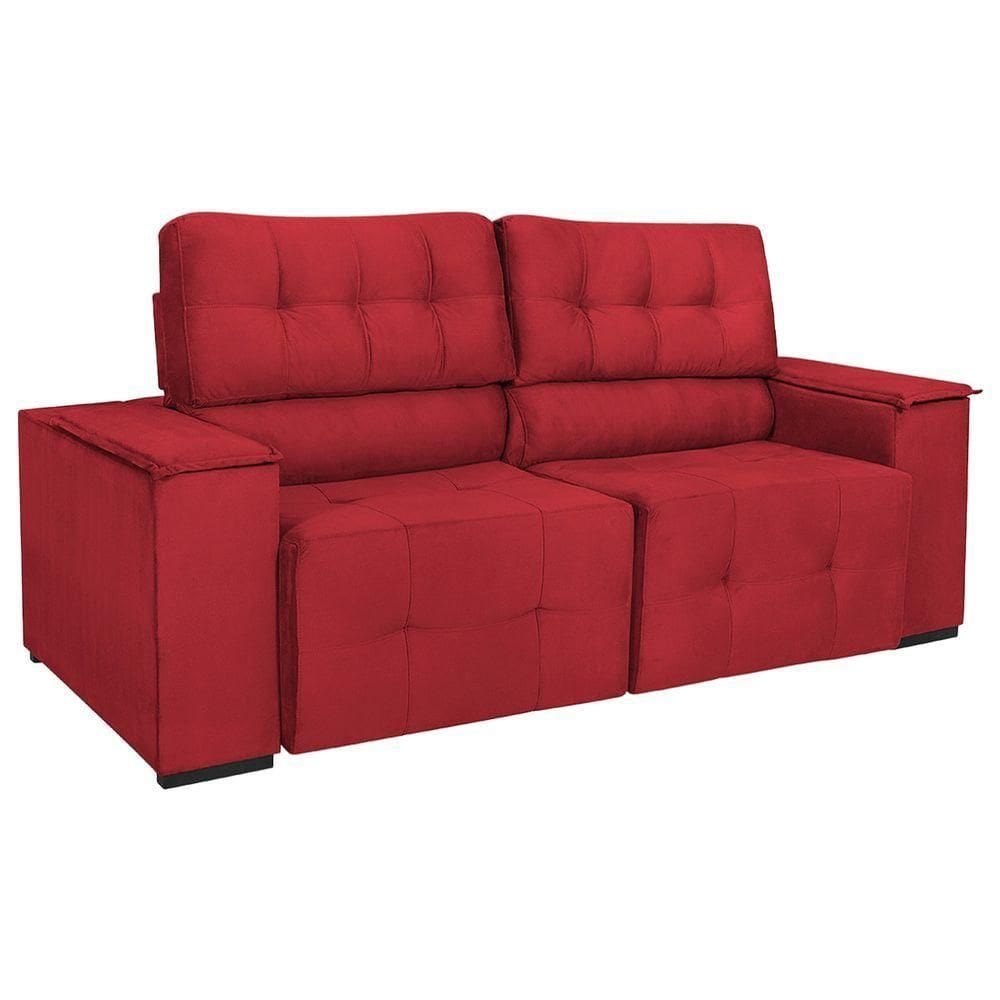 Sofá Cama Retrátil Sala Vicenza 175cm Suede Cor Vermelho