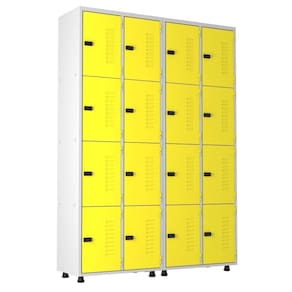 Armário Aço 16 Portas Academia Guarda Volume Trinco Amarelo