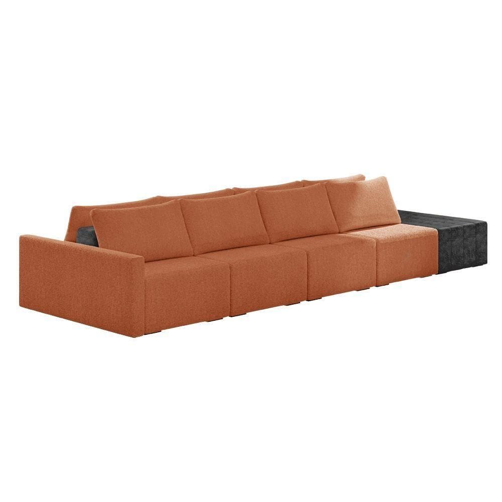 Sofá Ilha 4 Lugares Living 512cm Modulado Lary Bouclê Mostarda Pu Pto K01 - D`rossi