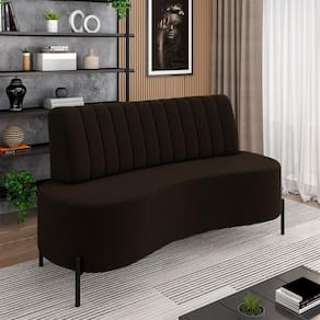Sofá Living Decorativo 2 Lugares 1,35m Katara Pés De Ferro Veludo Marrom G33 - Gran Belo