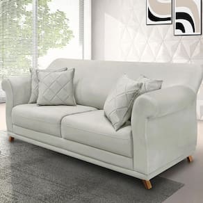 Sofá Decorativo 160cm 2 Lugares Com 4 Almofadas Base Madeira Armstrong Veludo Prata G63