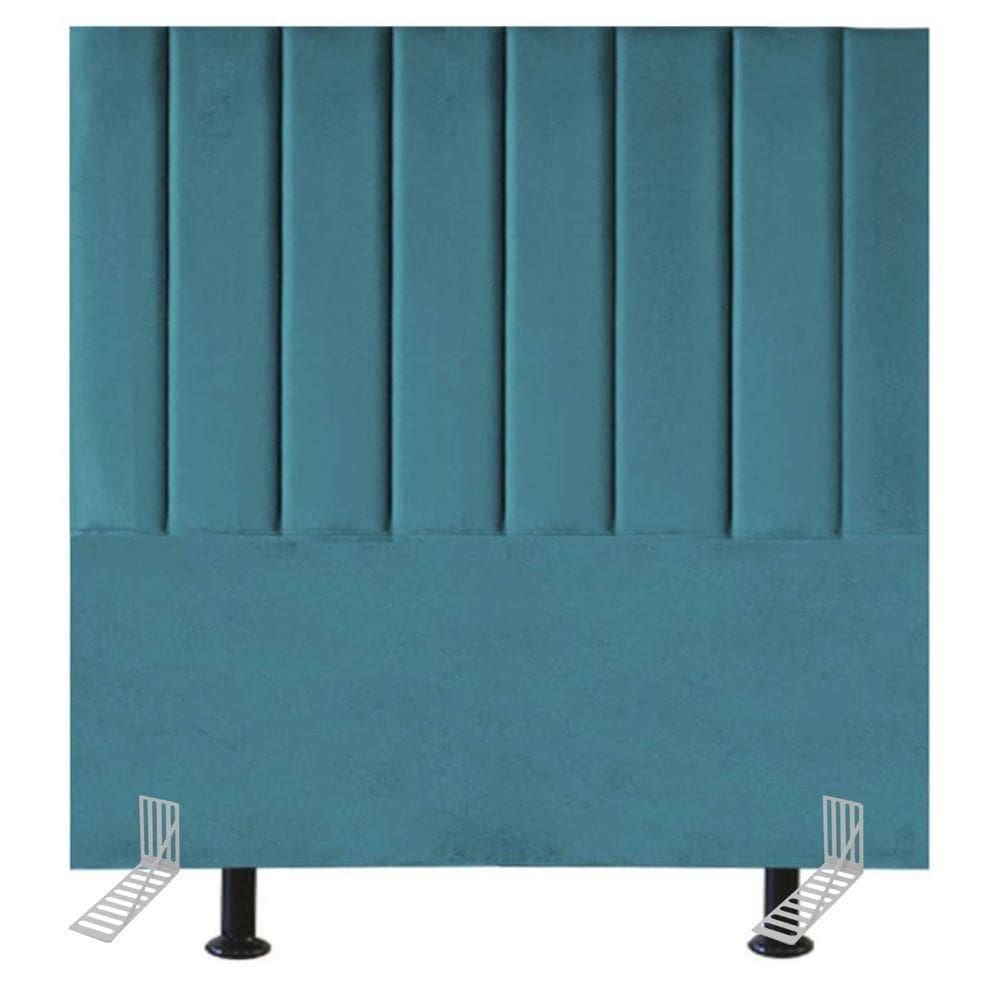 Cabeceira Estofada Cama Casal Box 140 Cm Catarina Suede E Frame azul Turquesa