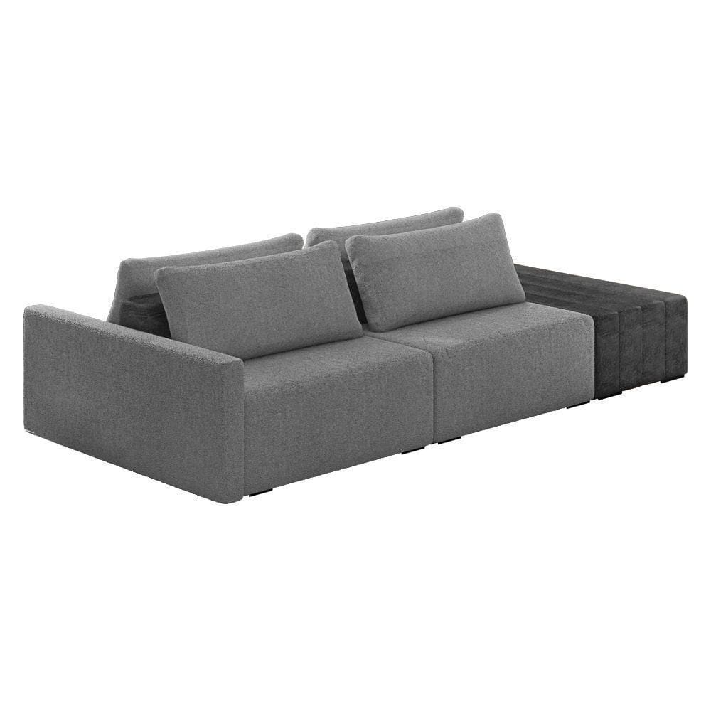 Sofá Ilha 2 Lugares Living 232cm Modulado Lary Bouclê Cinza Pu Pto K01 - D`rossi