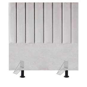 Cabeceira Estofada Cama Box Casal 140 Cm Catarina Veludo E Frame cinza Claro