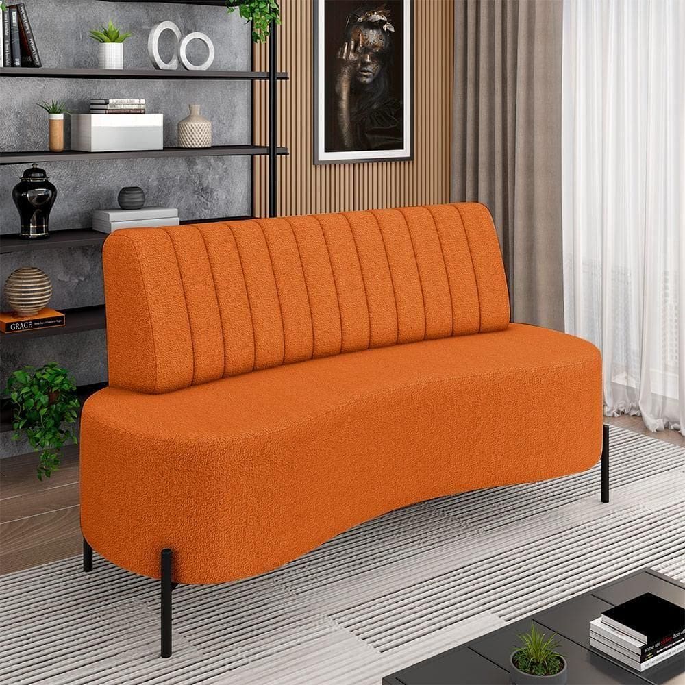 Sofá Living Decorativo 2 Lugares 1,60m Katara Pés De Ferro Bouclê Terracota G33 - Gran Belo