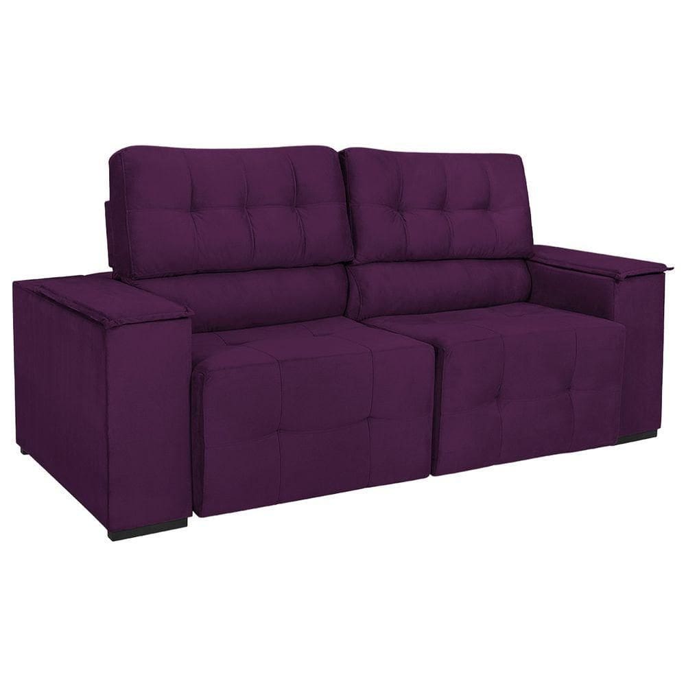 Sofá Cama Retrátil Sala Vicenza Vicenza 210cm Suede Cor Roxo