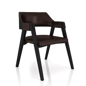 Cadeira Sala De Jantar E Jogos Carteados Madeira Maciça Poker Pu Marrom-preto G42 - Gran Belo