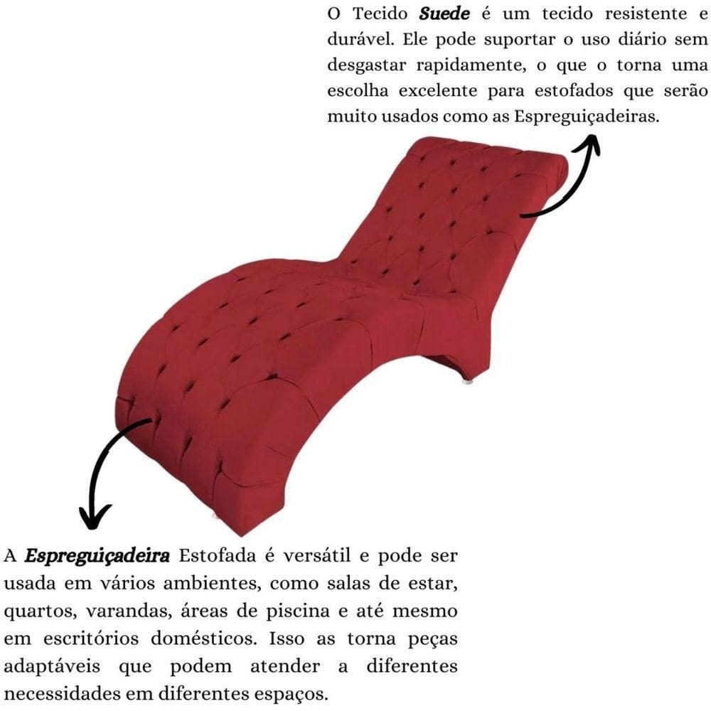 Recamier Divã Espreguiçadeira Para Sala Cliníca Estética Queila Suede Cor:vermelho