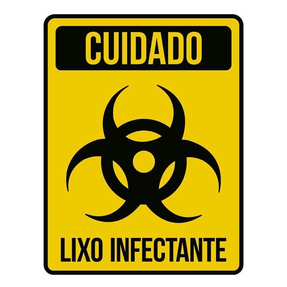 Placa Lixo Infectante - Placa De Sinalização Cuidado 36X46