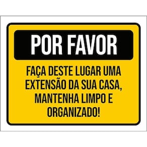 Placa Por Favor Mantenha Limpo E Organizado 36X46