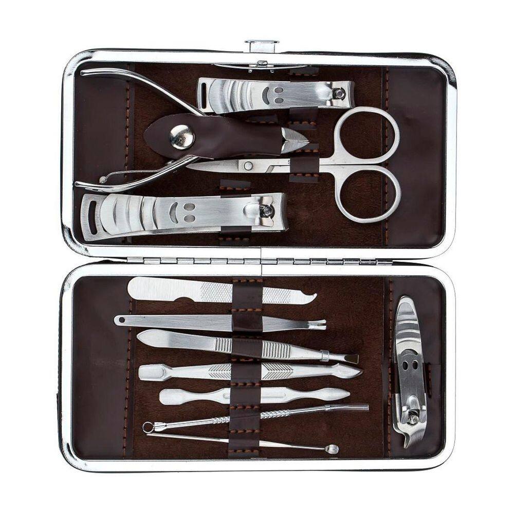 Kit De Unhas 12 Peças Completo Com Pinça Tesoura E Cortador
