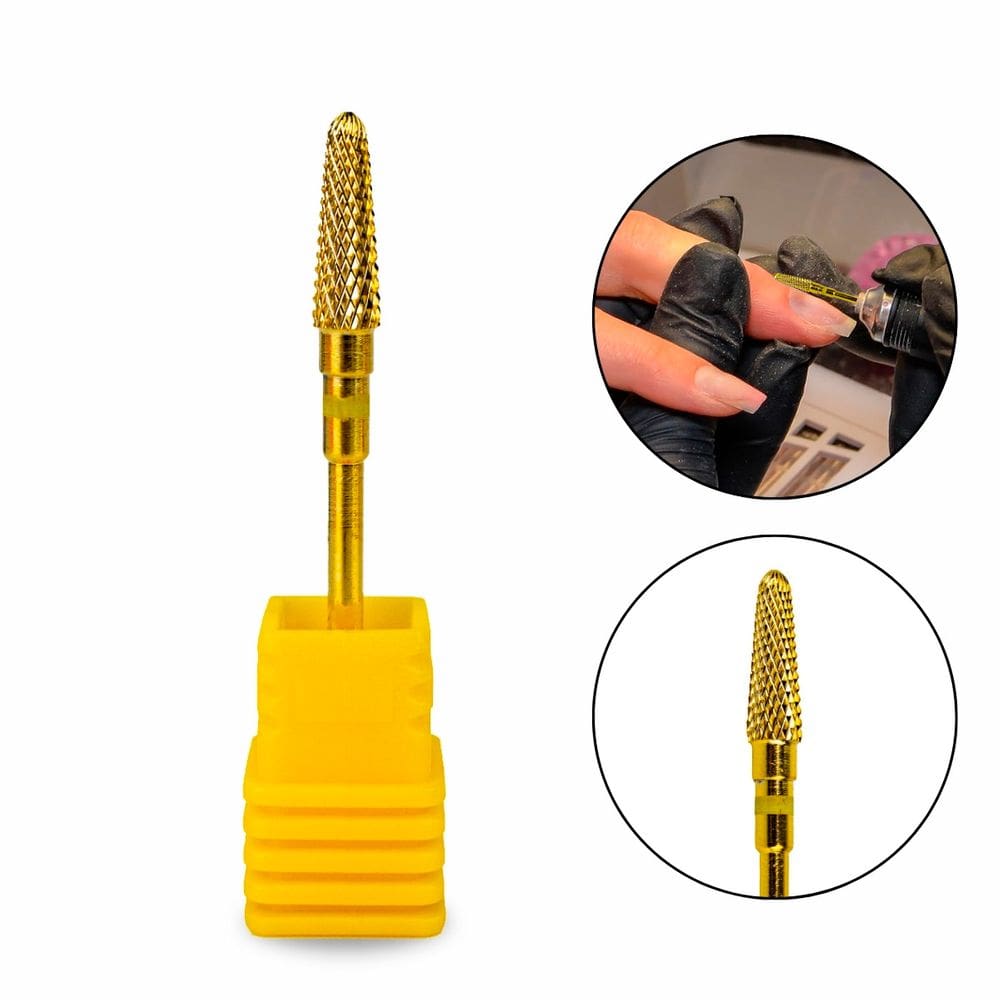 Broca Tungstênio Dourada Umbrella XF Gold Média ST Unha Gel