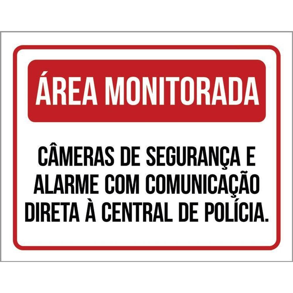 Placa Área Monitorada Câmeras De Segurança E Alarme 36X46