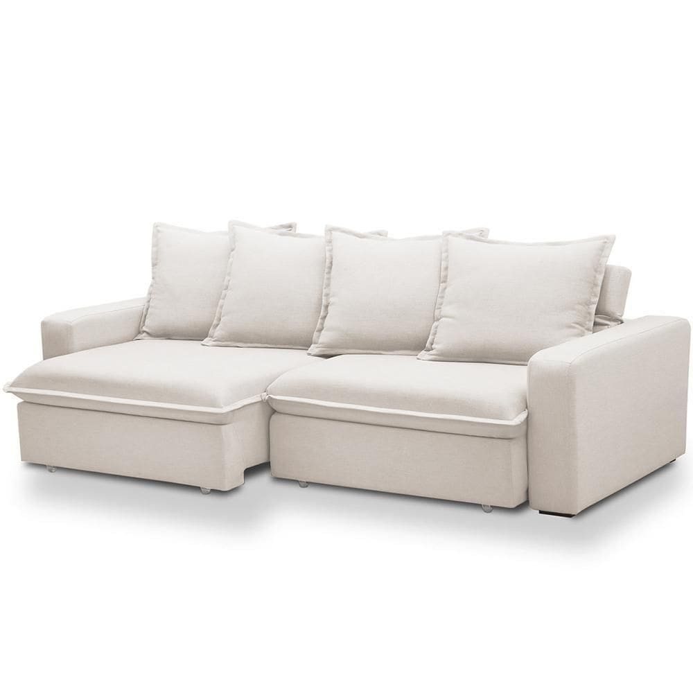Sofá Retrátil Reclinável Para Sala De Estar Living 195cm Vêneto F04 Bouclê Cru - Lyam Decor