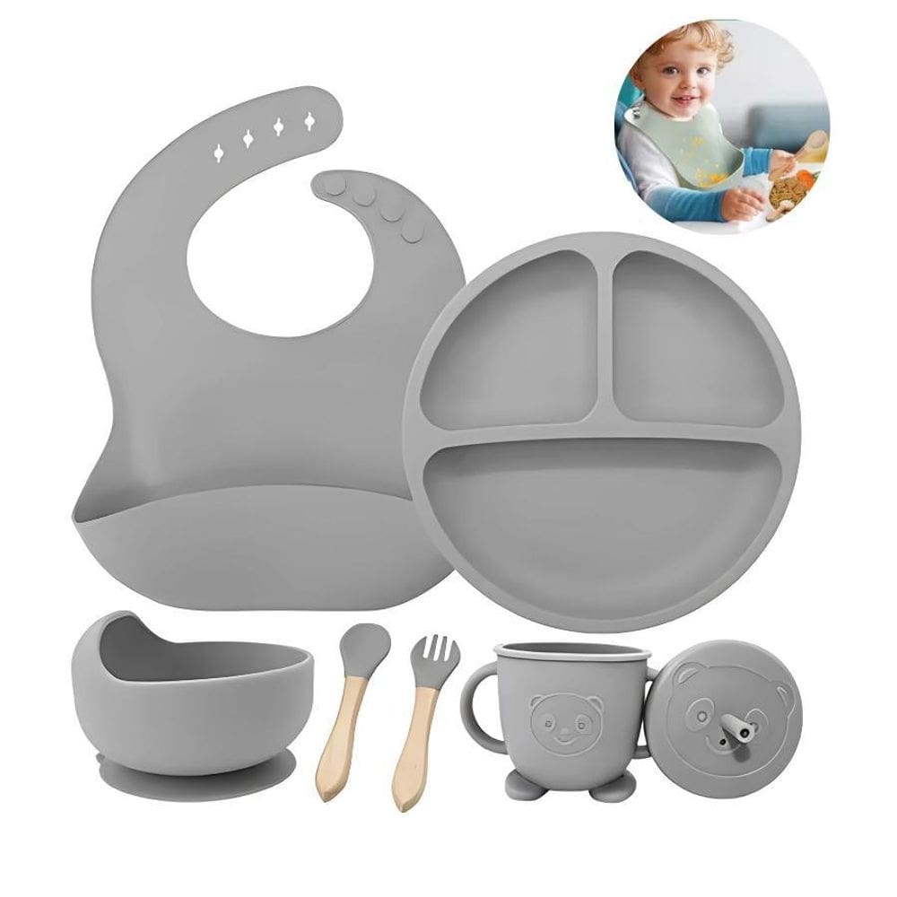 Prato E Copo Para Bebês: Conjunto De Silicone Antiderrapante