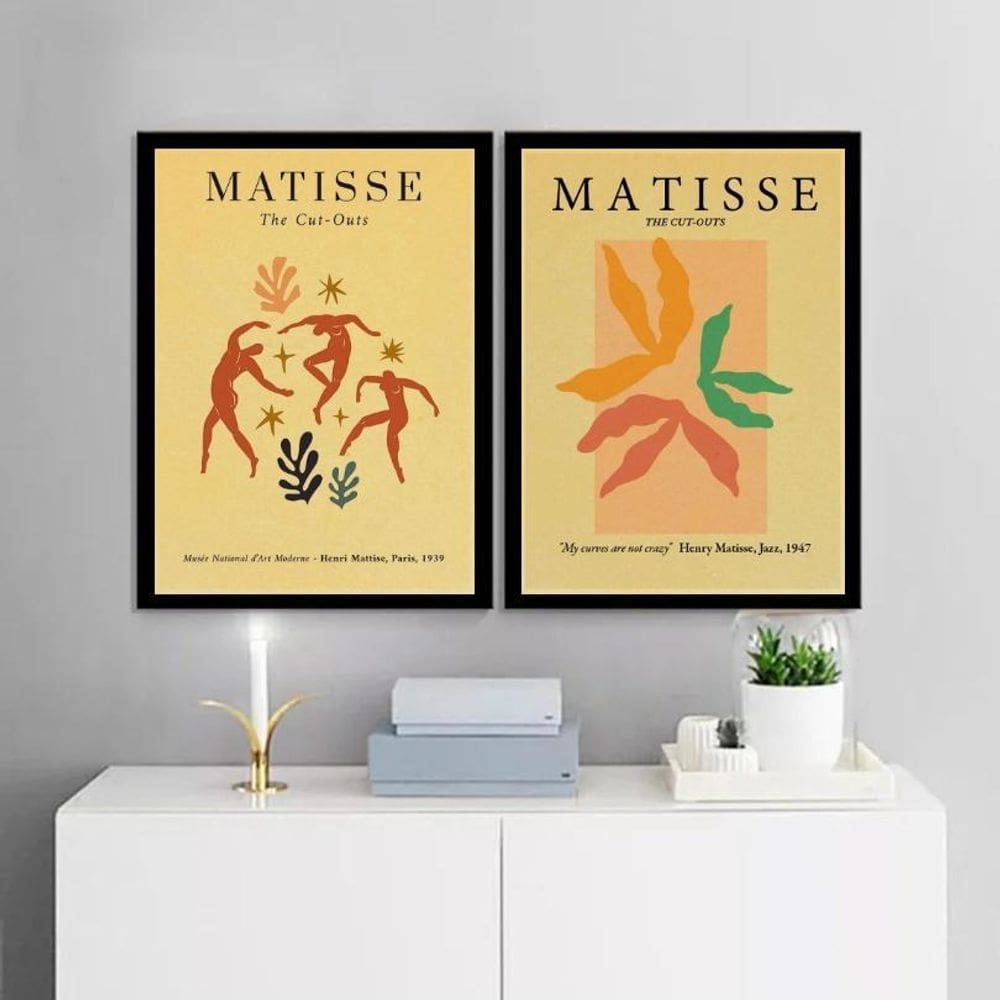 Kit 2 Quadros Arte Matisse Kraft 45X34Cm