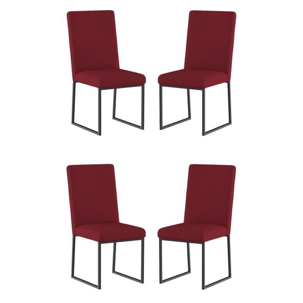 Kit 4 Cadeiras De Jantar Com Base De Ferro Preto – Balaqui Cor:marsala Marsala
