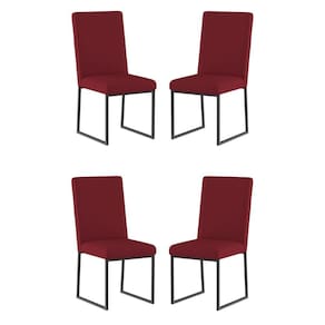 Kit 4 Cadeiras De Jantar Com Base De Ferro Preto – Balaqui Cor:marsala Marsala