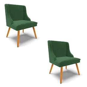 Kit 2 Cadeiras Estofadas Para Sala De Jantar Pés Palito Lia Veludo Verde Esmeralda - Ibiza