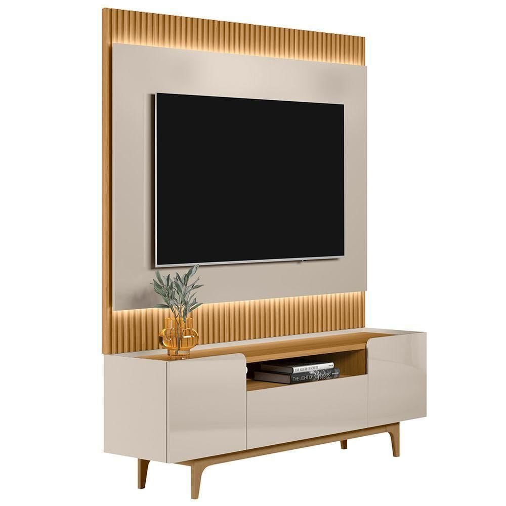 Painel Para Tv 70 Pol Real E Rack Bancada Safira L06 Tauari/off White - Mpozenato