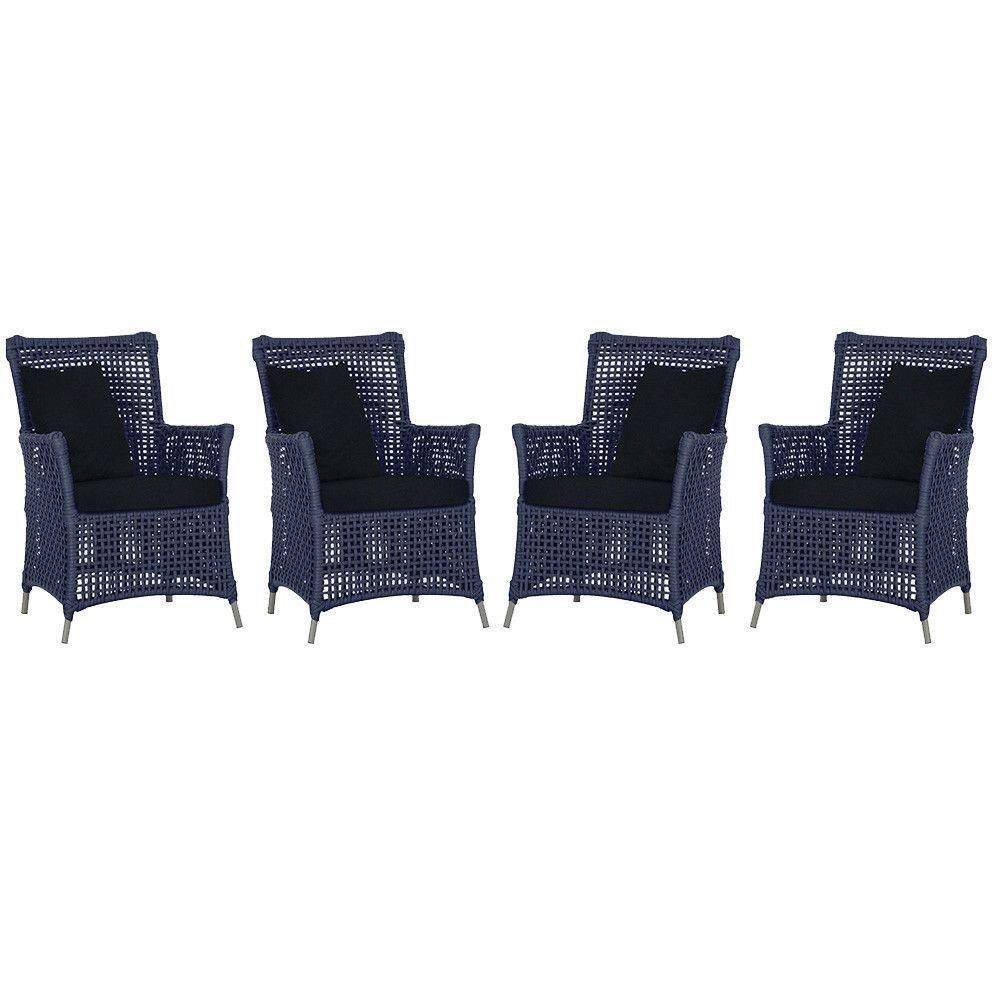 4 Poltronas Igapó Alumínio Pintura Fendi Corda Náutica E12 Azul