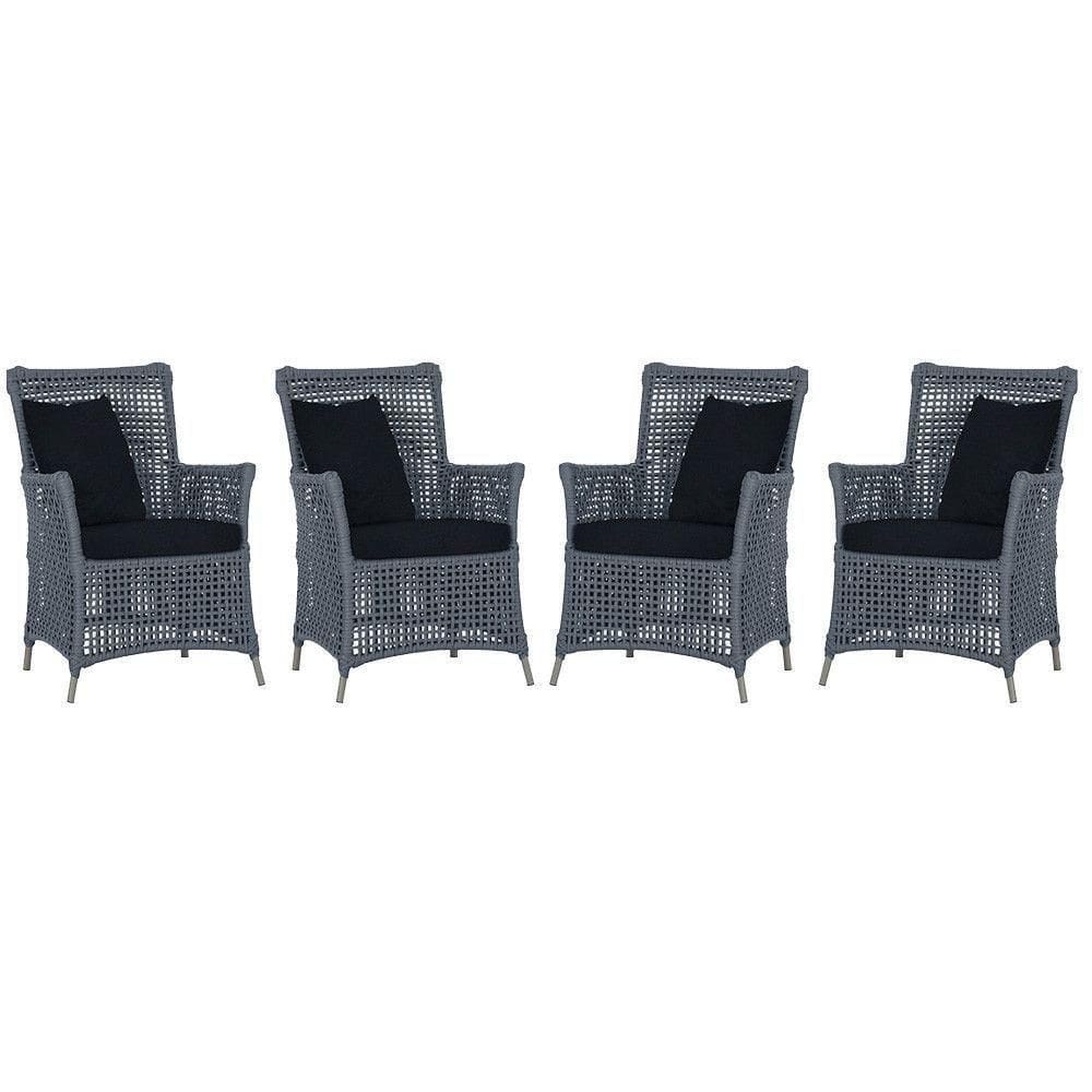 4 Poltronas Igapó Alumínio Pintura Fendi Corda Náutica E12 Prata