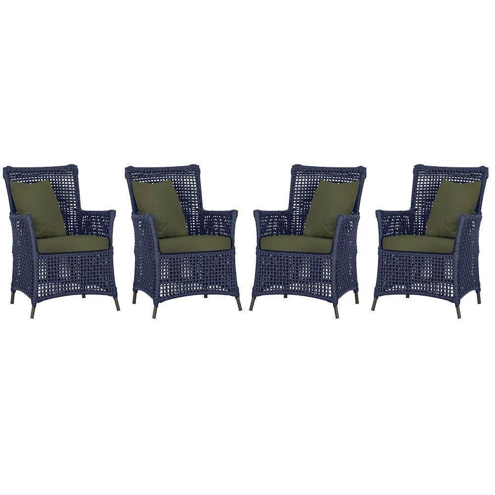4 Poltronas Igapó Alumínio Pintura Marrom Corda Náutica E13 Azul