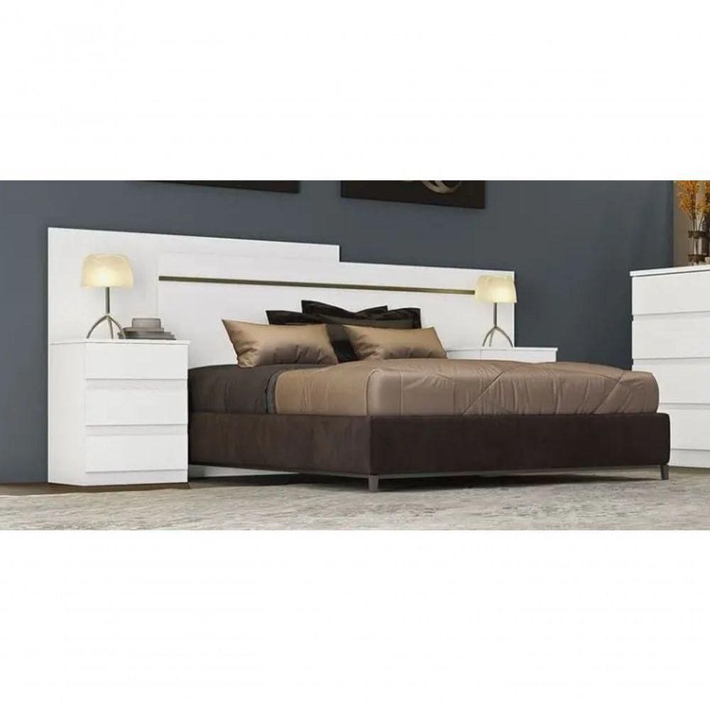 Cabeceira Casal Com 2 Mesas De Cabeceira Sollo Branco - Móveis Horizonte