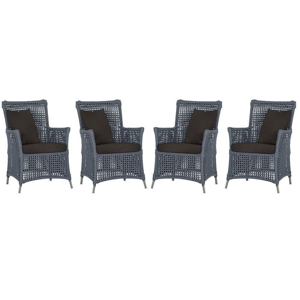 4 Poltronas Igapó Alumínio Pintura Fendi Corda Náutica E9 Prata