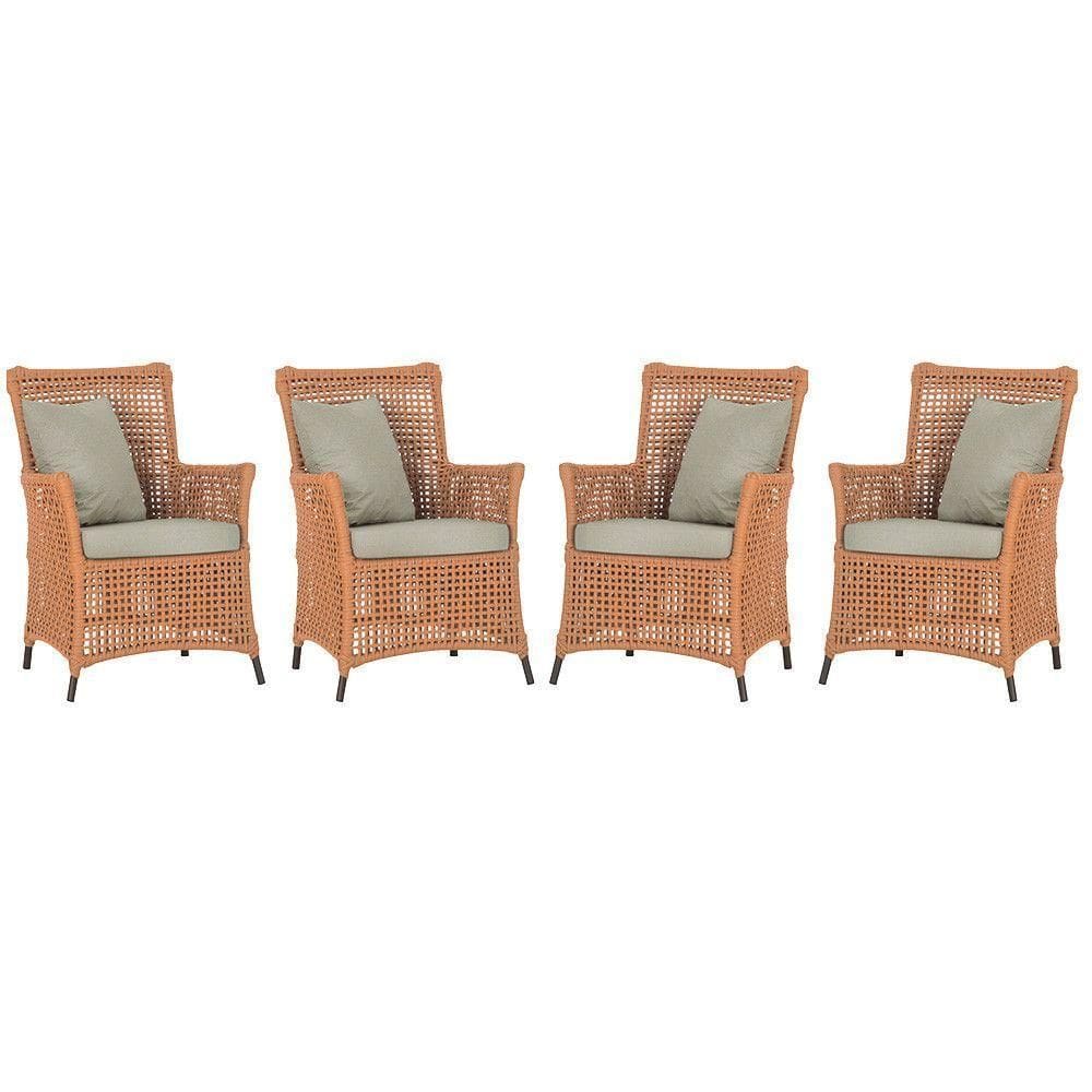4 Poltronas Igapó Alumínio Pintura Marrom Corda Náutica E7 Terra Cota