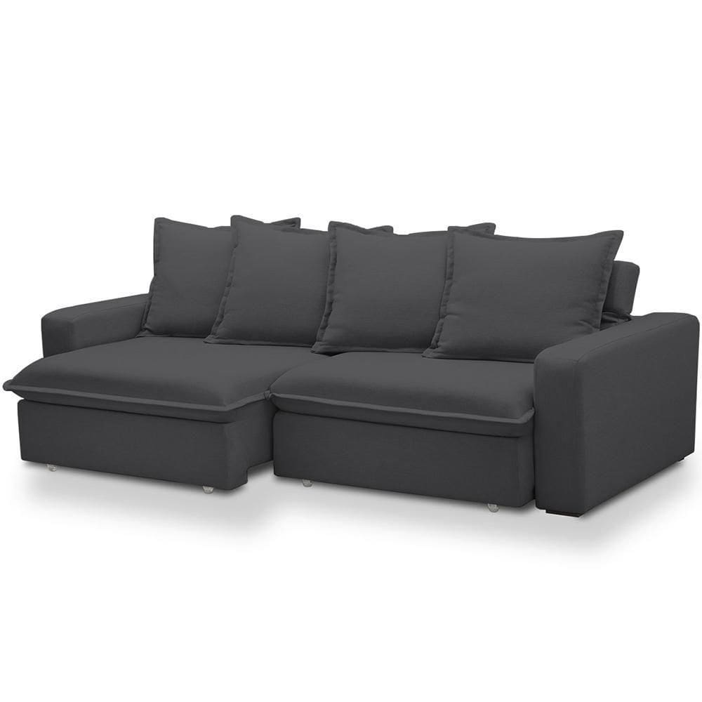 Sofá Retrátil Reclinável Para Sala De Estar Living 195cm Vêneto F04 Bouclê Grafite - Lyam Decor