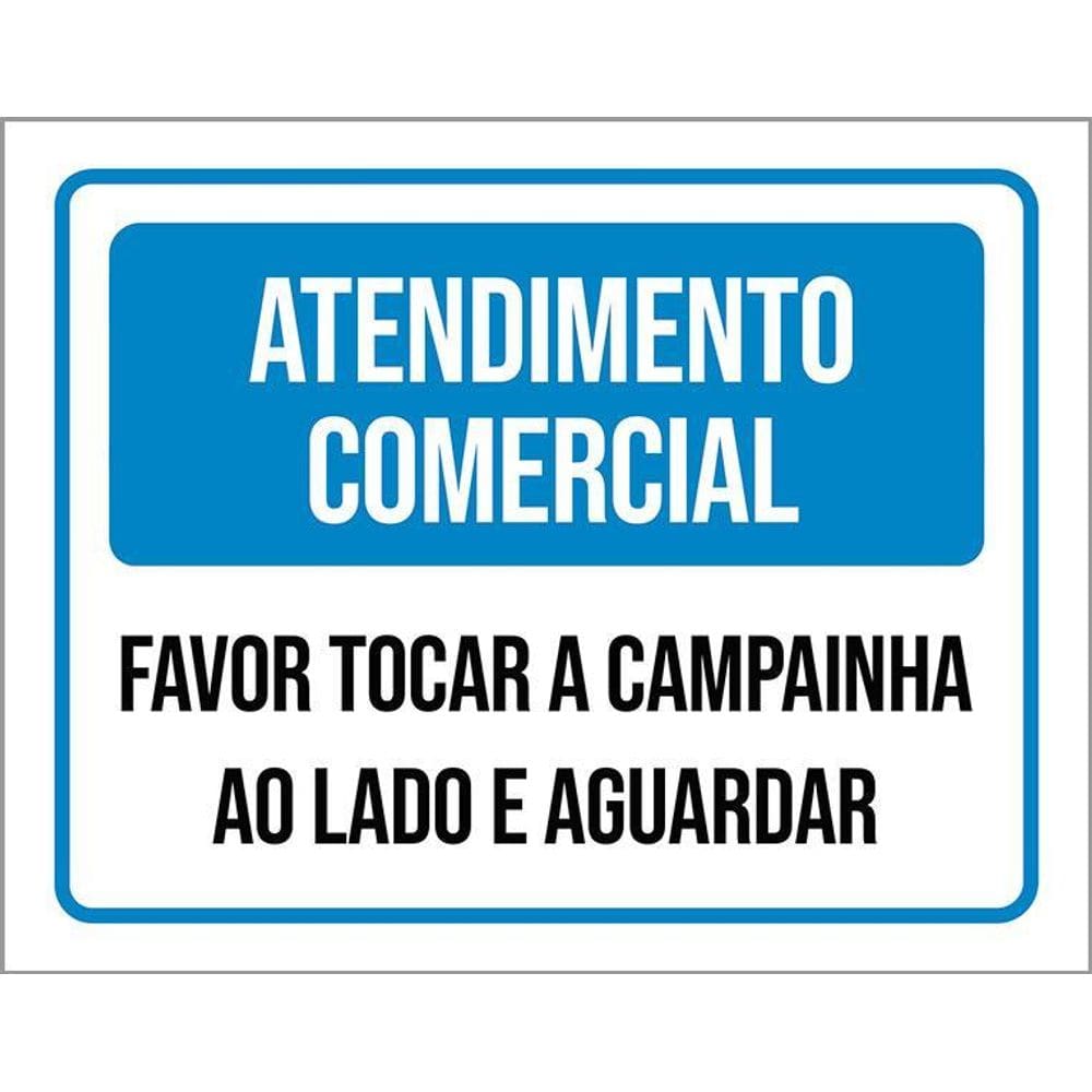 Kit 3 Placas Atendimento Comercial Favor Tocar Campainha